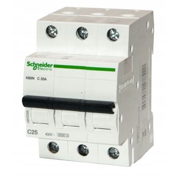 Wyłącznik nadprądowy K60N 3P C25A 6kA ACSchneider Electric A9K02325
