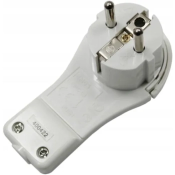 Wtyczka kątowa ultra płaska 16A 2P+Z 250V z uchwytem biała P0066