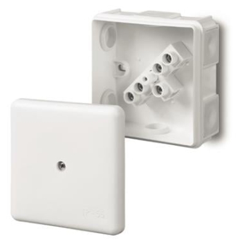 Puszka odgałężna z wkładem 5-torowa dla Cu do 2.5mm2/6-wylotowy IP55 biała 87x87x39 0226-01