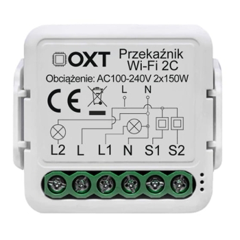 Moduł OXT mini przekaźnik 2 obwody WiFi TUYA