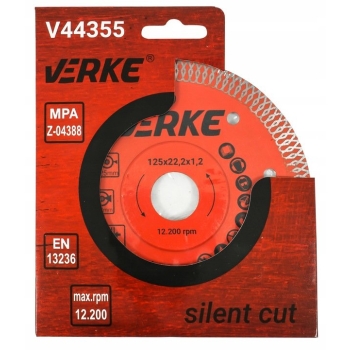TARCZA DIAMENTOWA DO CIĘCIA PŁYTEK GRESU GRANITU NA SUCHO MOKRO 125mm PRO Verke V44355
